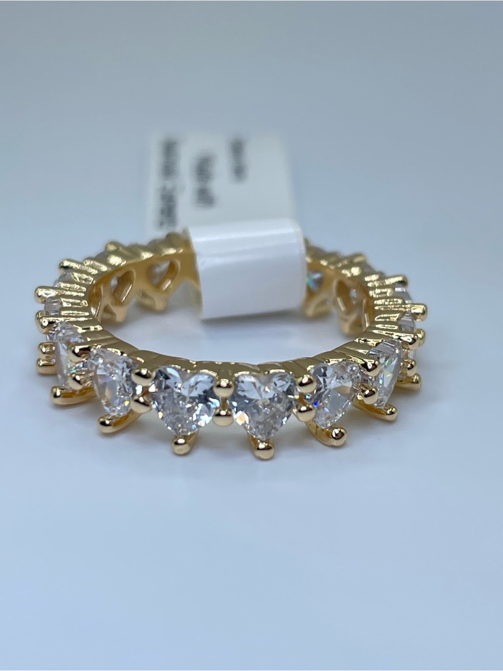 Swarovski Crystal Elements White Heart Cut Crystal Eternity Band Ring Sz 7